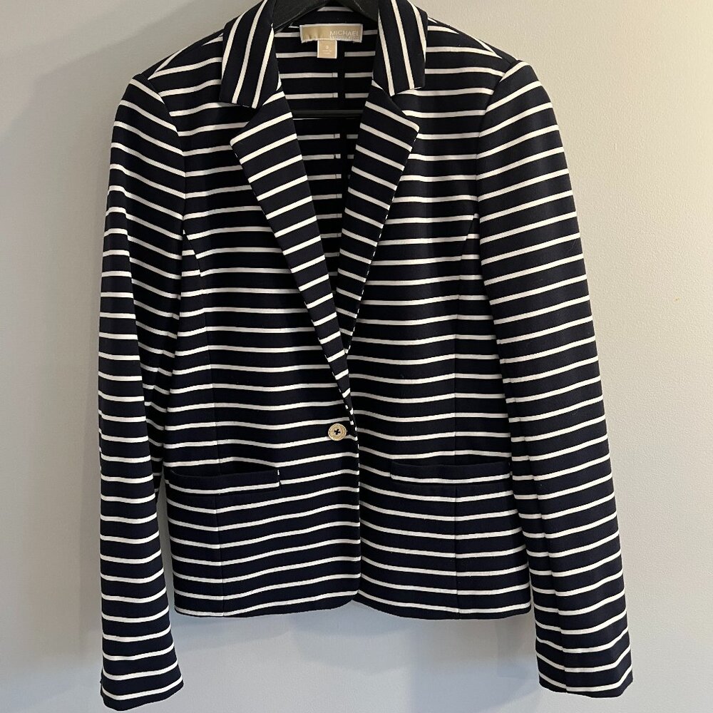 Michael Kors Navy and White Striped Blazer Size 8